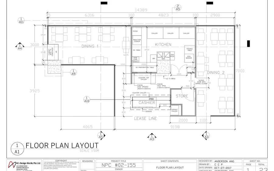 Measured floor plan drawn for a Singapore residence in 2016