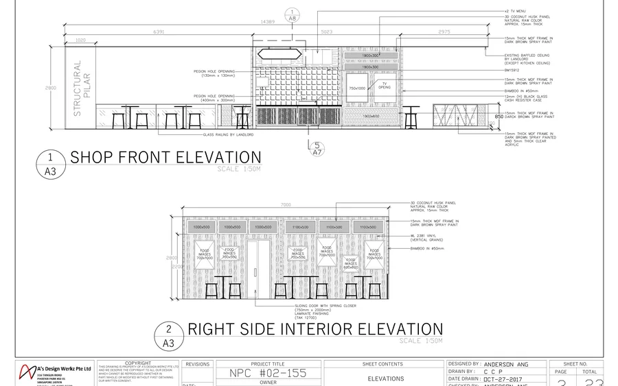 Interior elevations from the same 2016 Singapore project