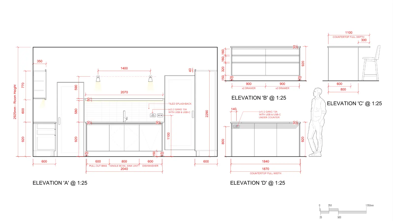 A hand sketch beside the drafted CAD result — how a drawing handoff works in practice