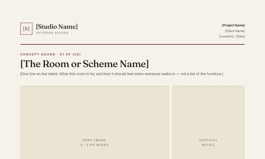 Concept board template, QUARTO house style