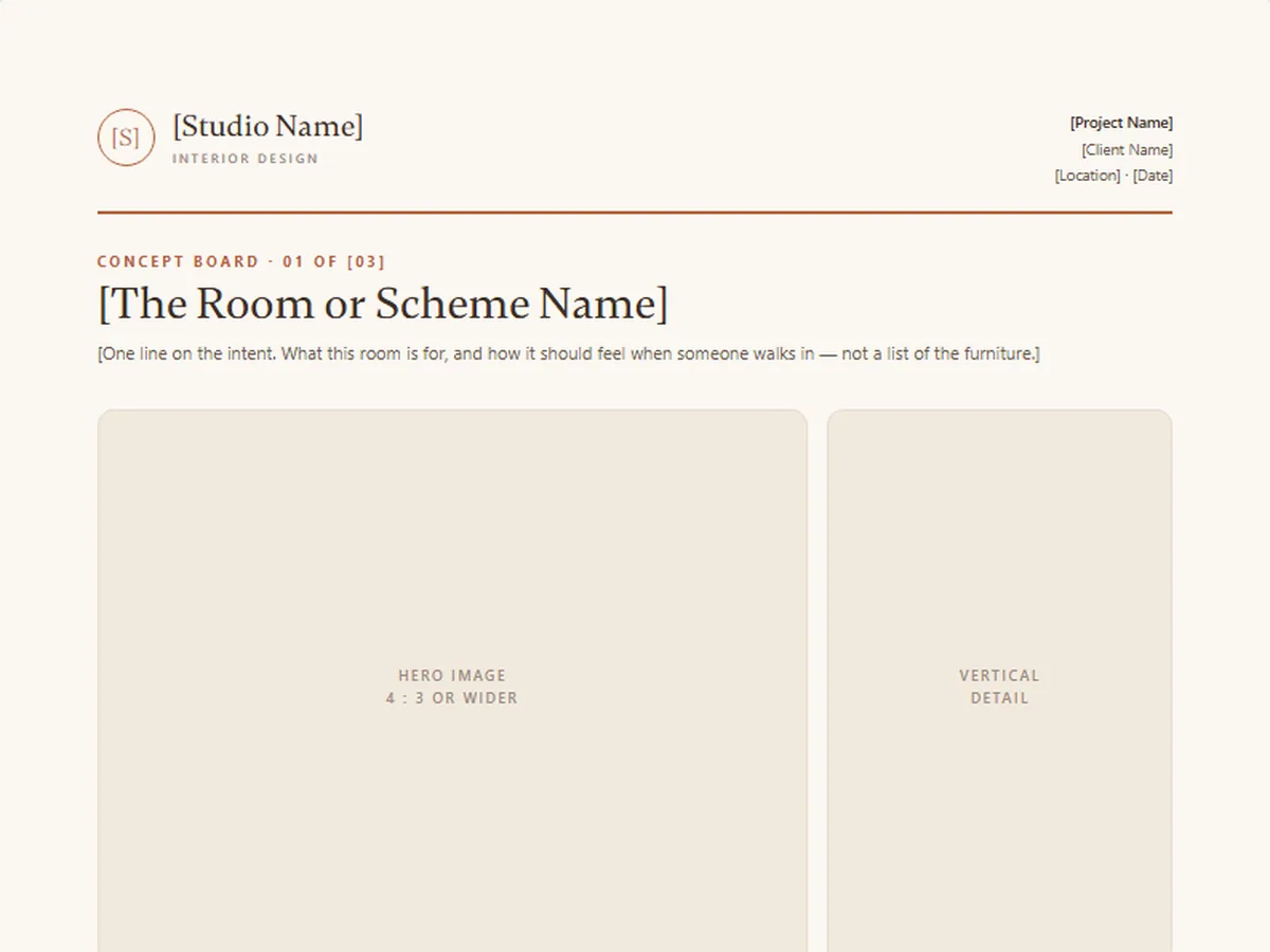 Concept board template, MARL house style