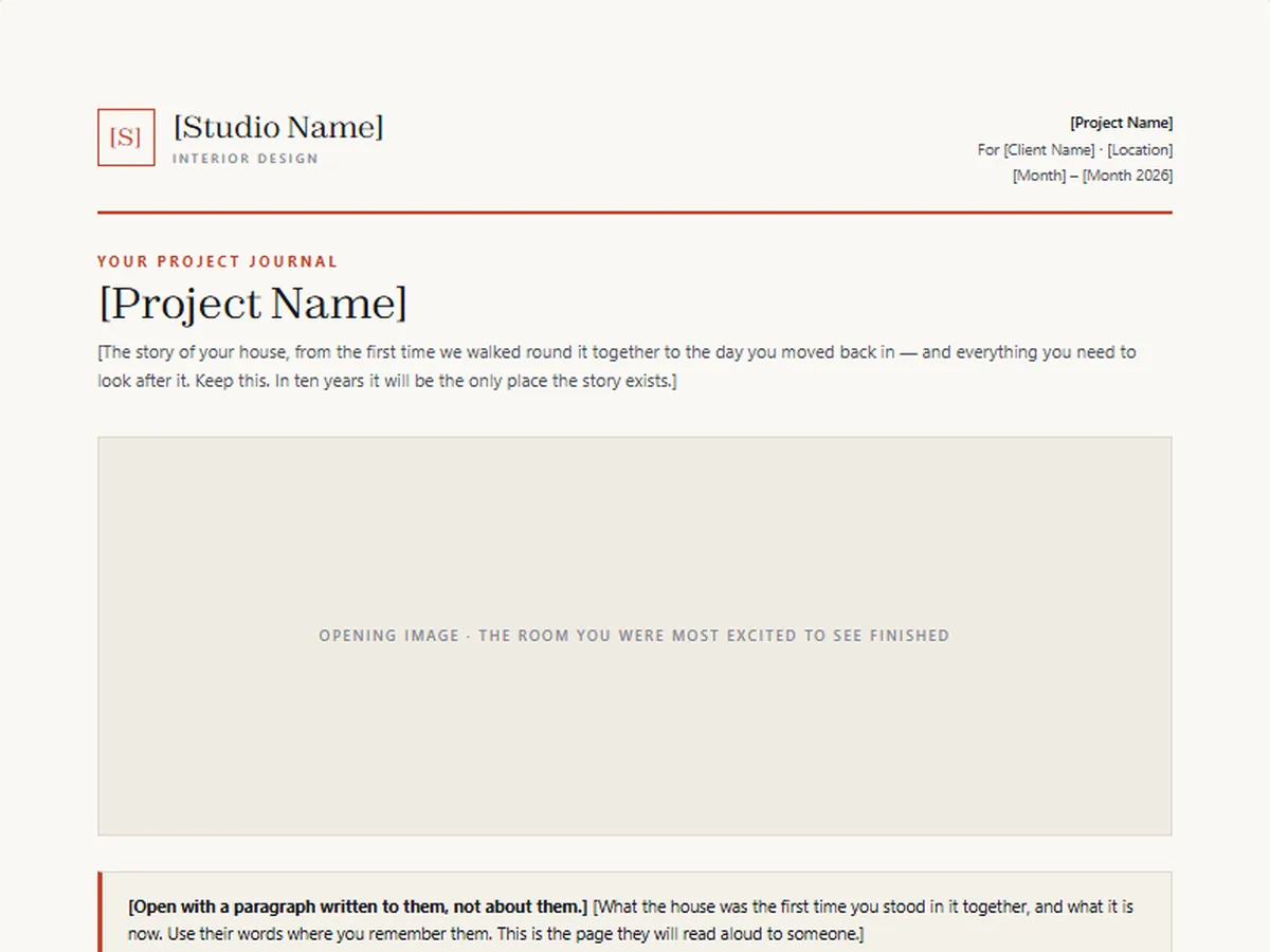 Project journal template, DATUM house style