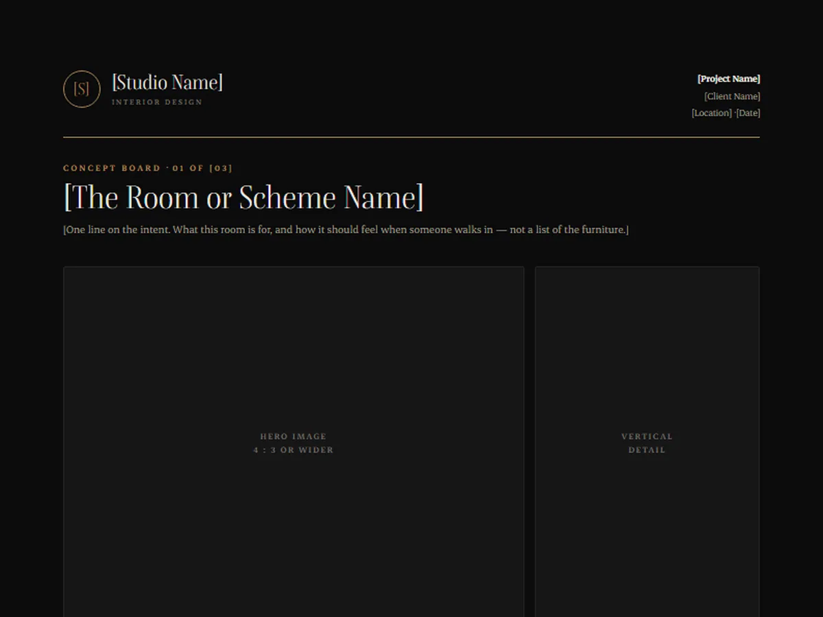 Concept board template, NOCTURNE house style
