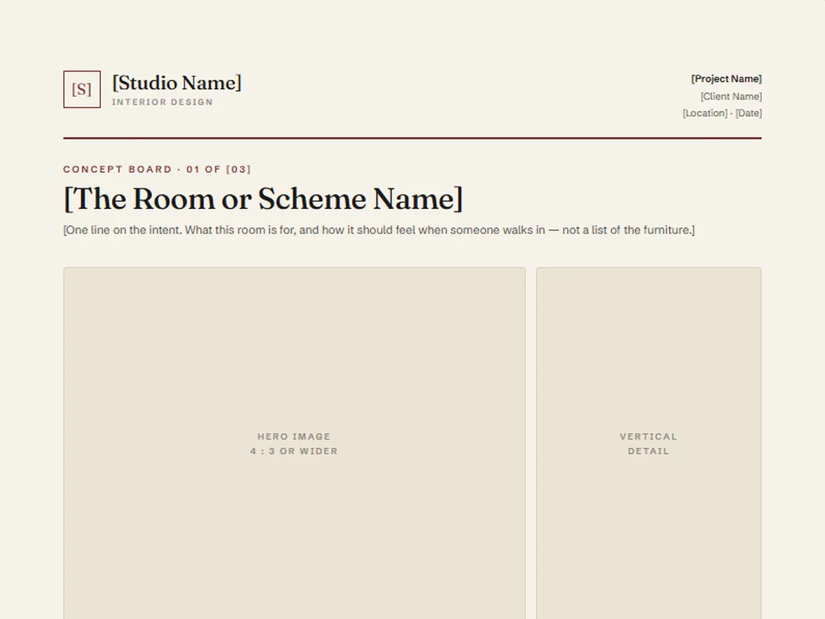 Concept board template, QUARTO house style