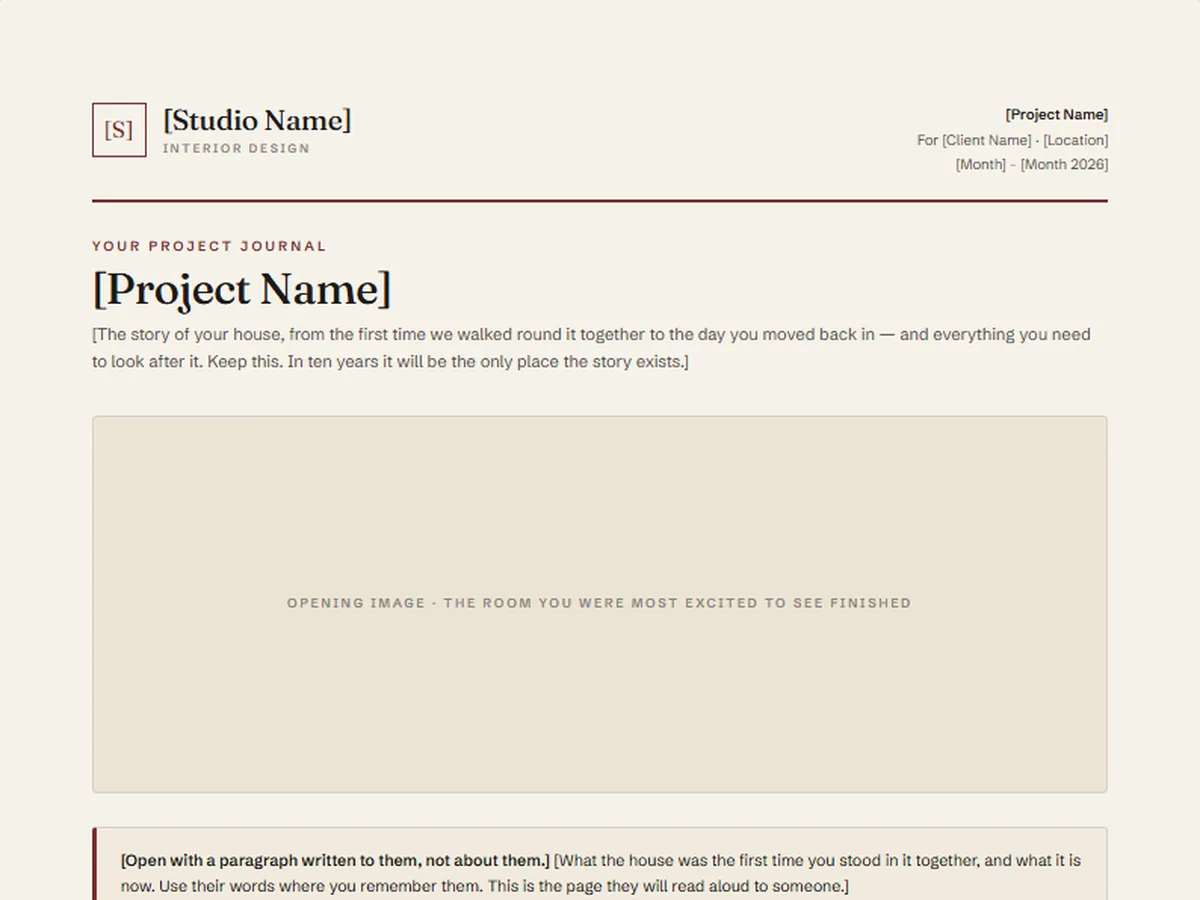 Project journal template, QUARTO house style