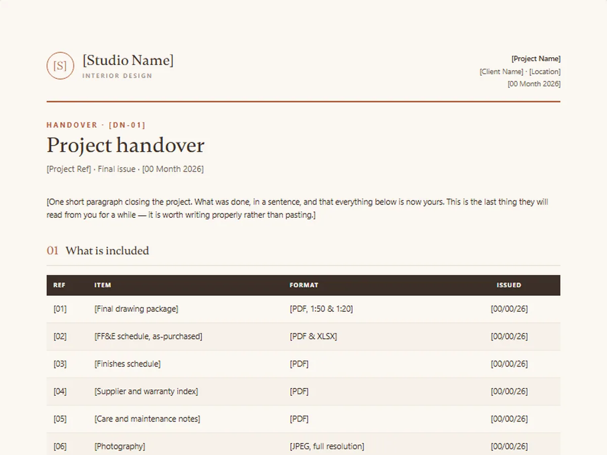 Delivery note template, MARL house style