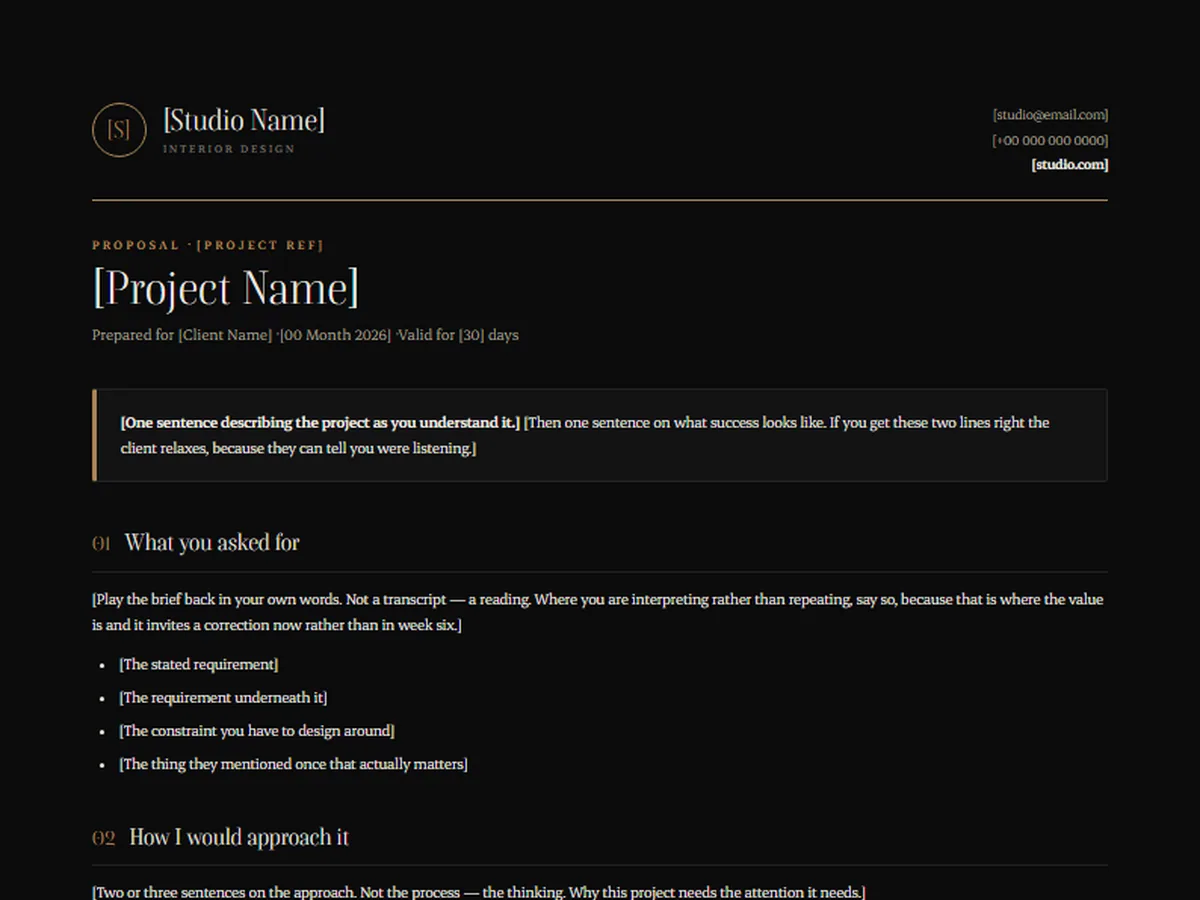 Proposal template, NOCTURNE house style