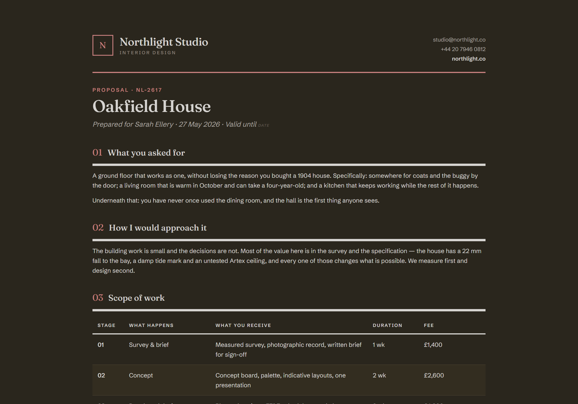 A proposal from the workbook, QUARTO house style