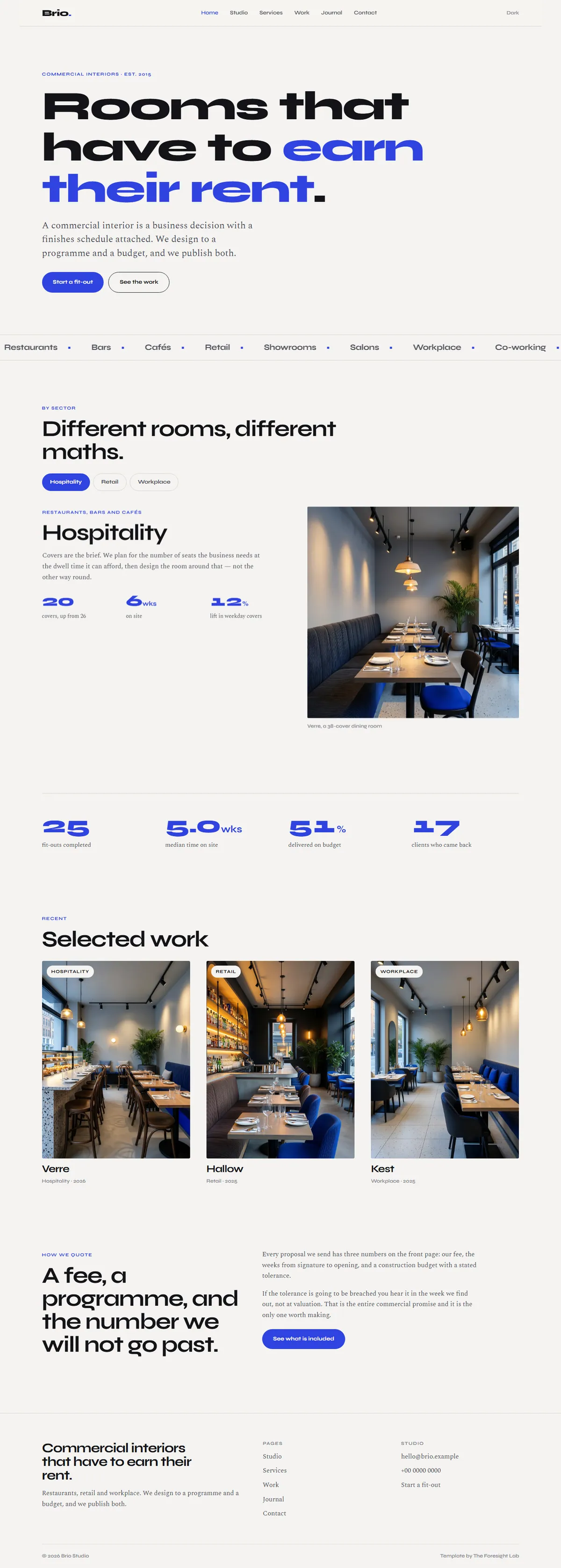 The BRIO website template, full page