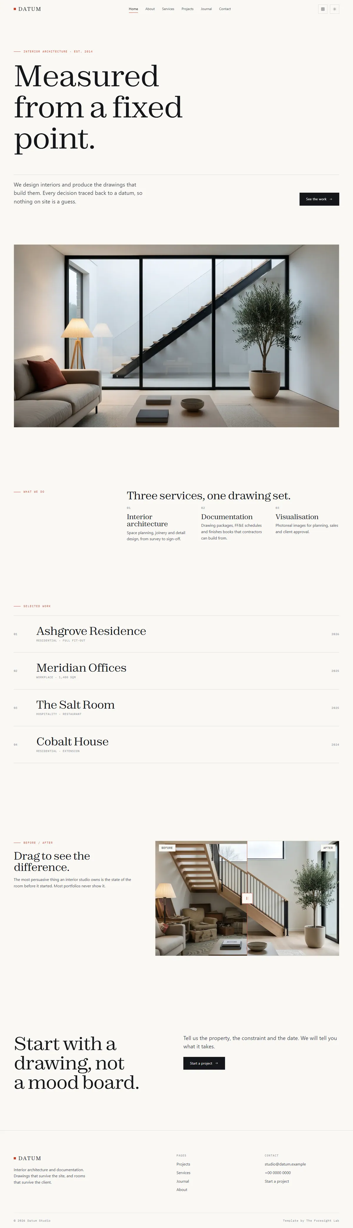 The DATUM website template, full page