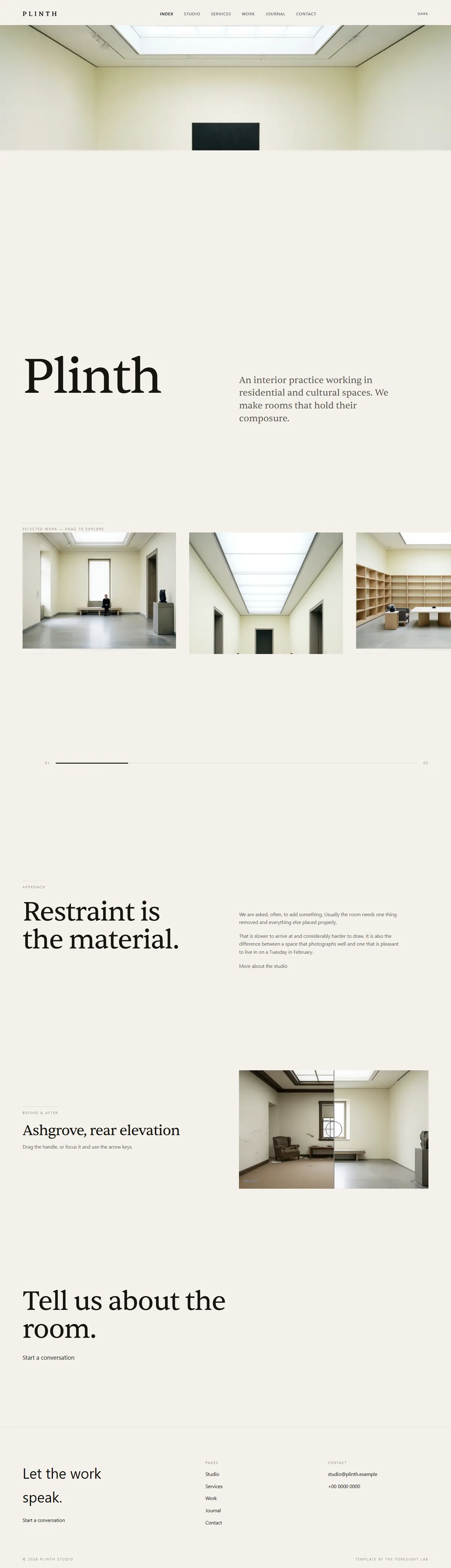 The PLINTH website template, full page