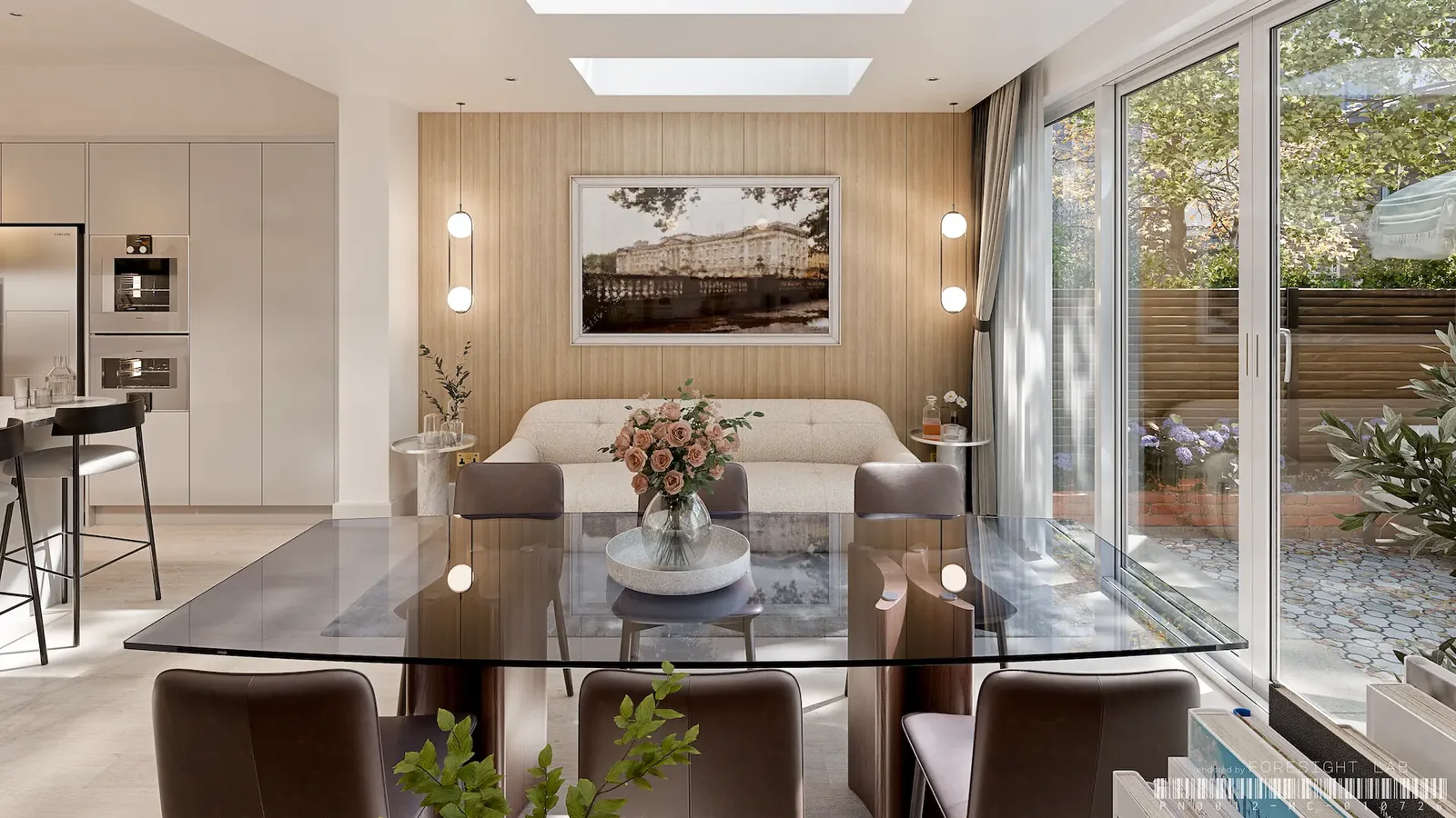 Living room in a full UK house renovation — 3D rendering