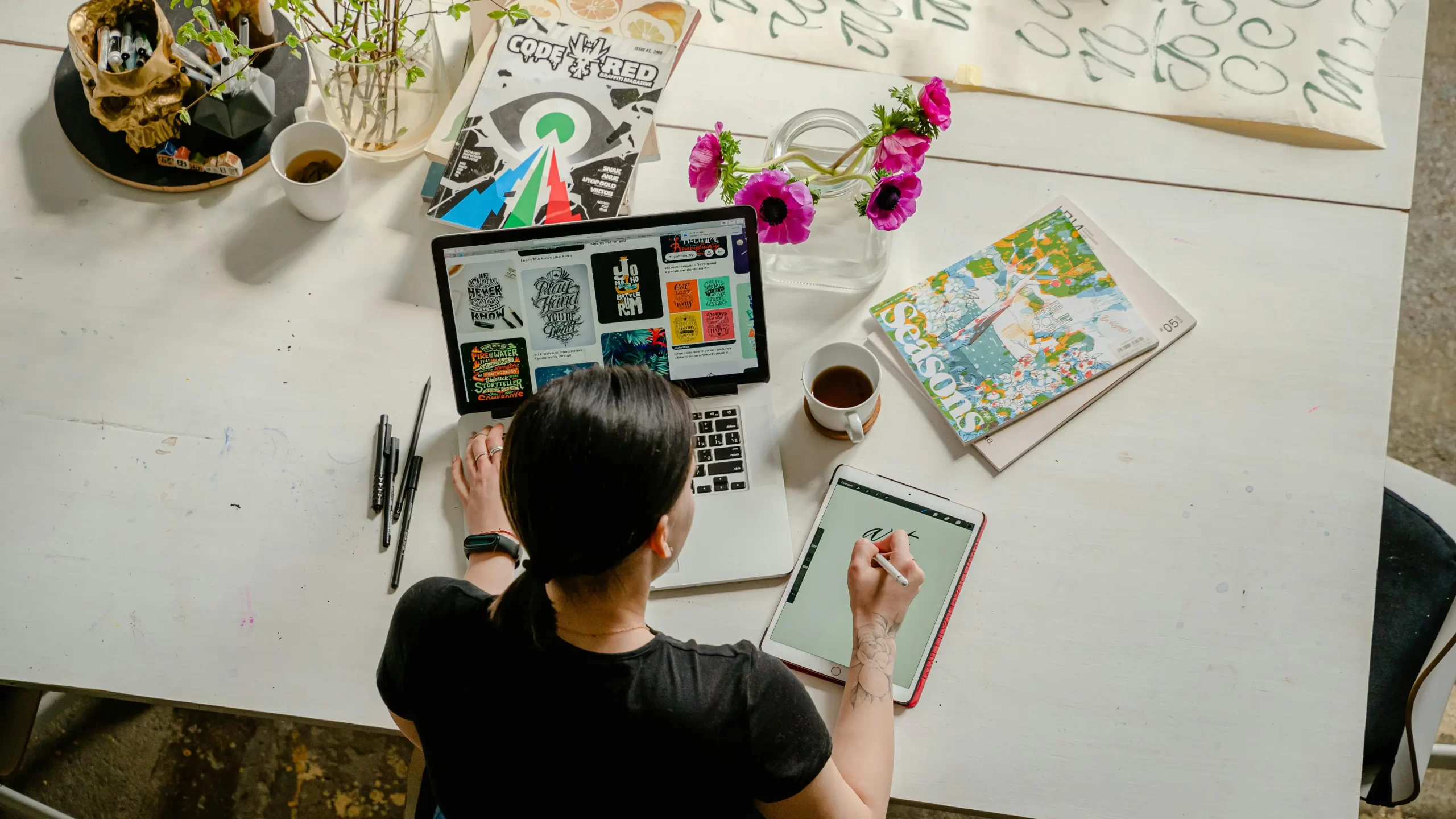 A graphic design project being created on a MacBook Pro.