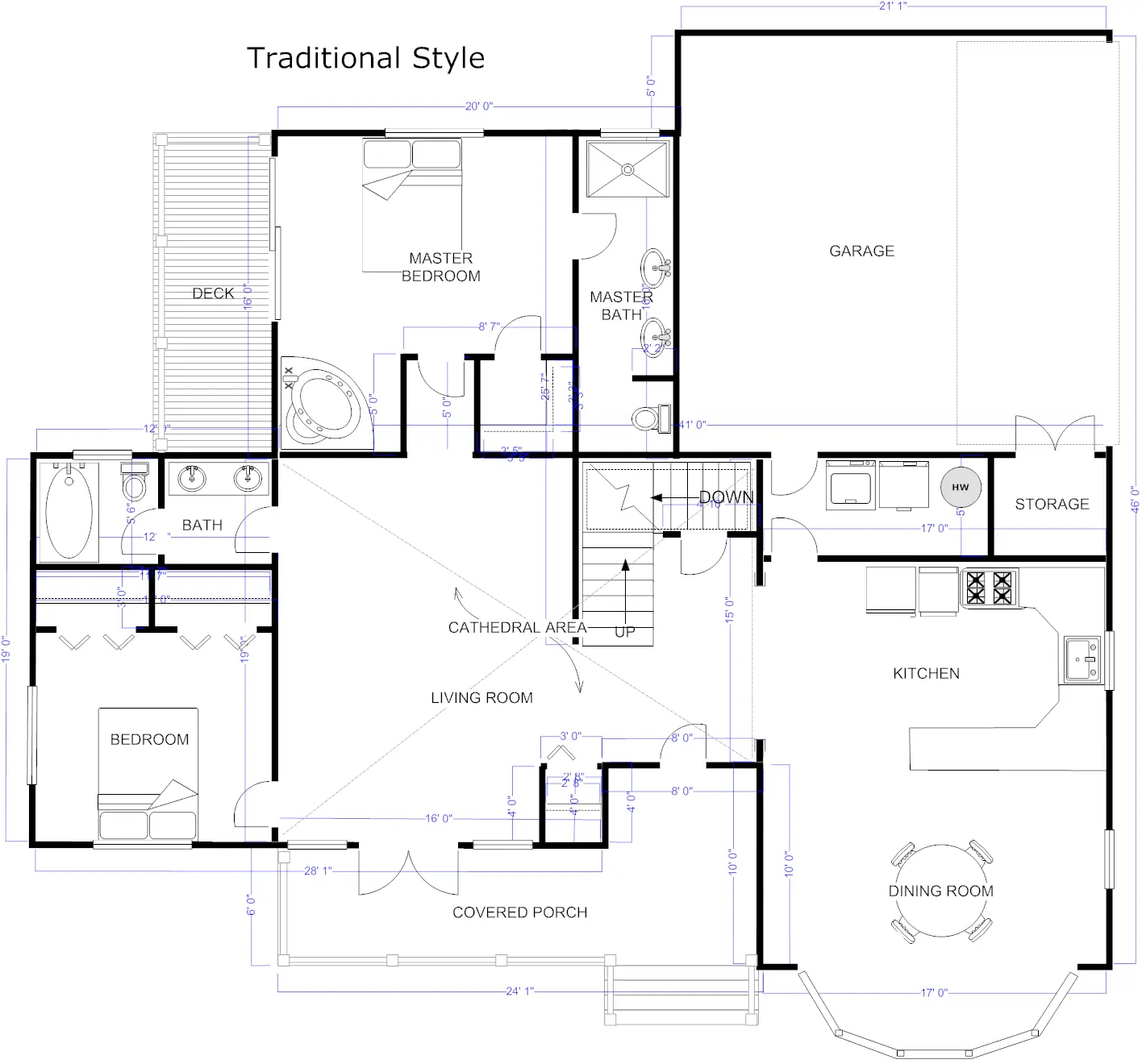 Floorplan created in SmartDraw with drag-and-drop tools.